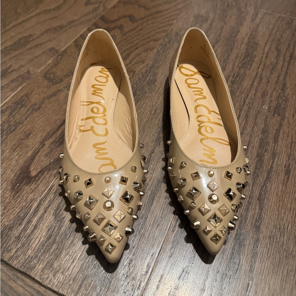 Sam Edelman Beige Studded Flats